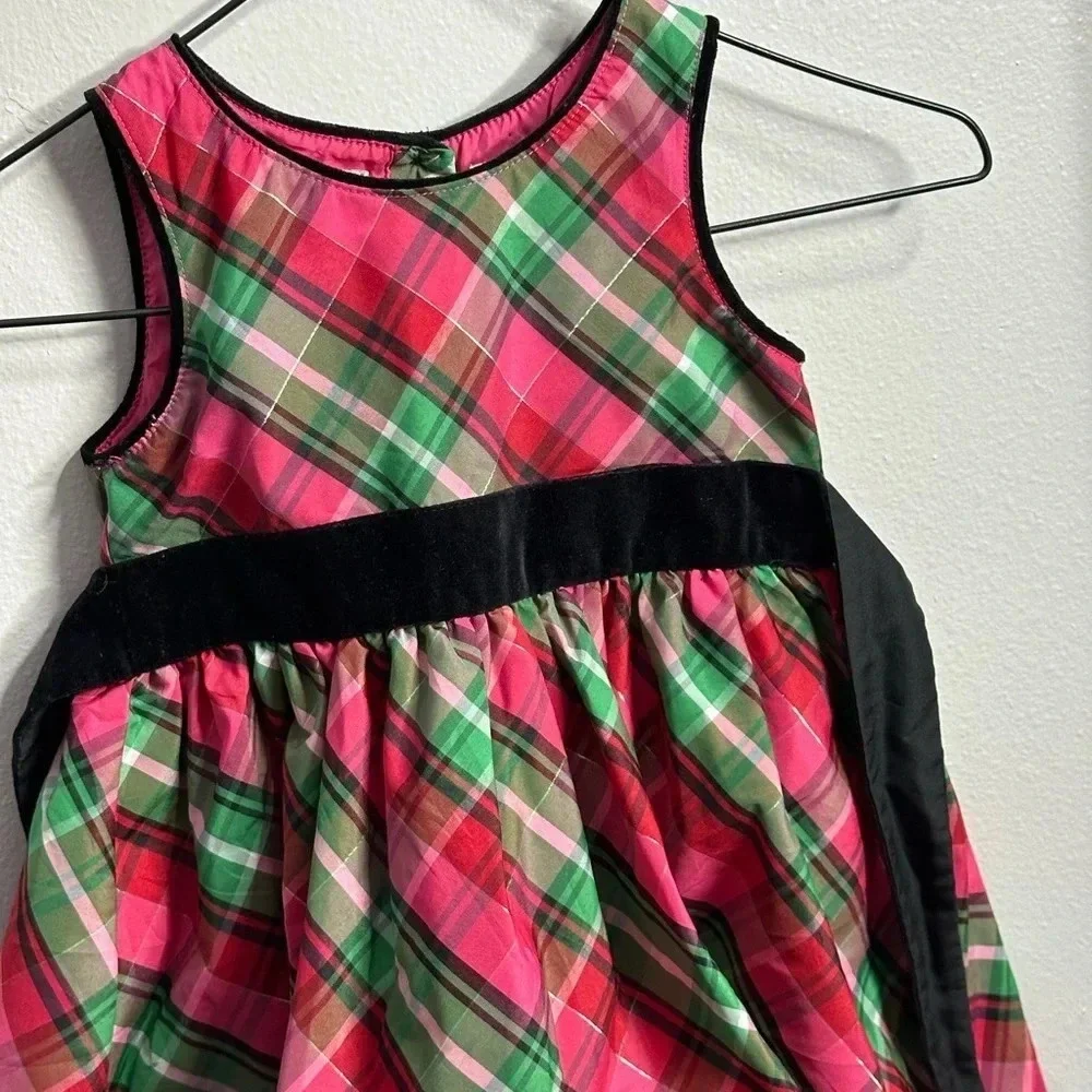 Oshkosh B’gosh Toddler Girl Party Holiday Red Sleeveless Plaid‎ Dress Size 4T.